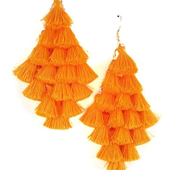 Layered Tassel Earring(Neon Orange) - Picture 1 of 1